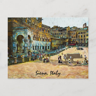 Siena Italy City Oil Painting Postcard