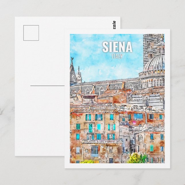 Siena Italy Famous Travel Place Watercolor Postcard (Front/Back)