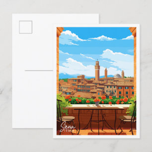 Siena Italy vintage travel illustration Postcard