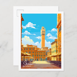 Siena Italy vintage travel illustration Postcard