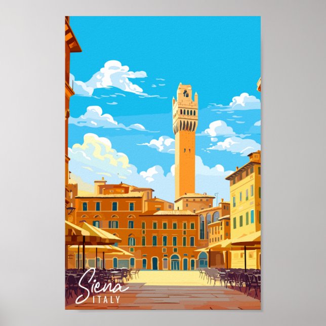 Siena Italy vintage travel illustration Poster (Front)
