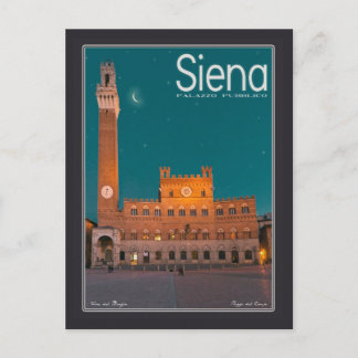 Siena - Palazzo Pubblico Night Postcard