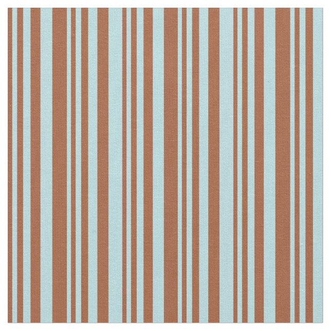 Sienna and Powder Blue Coloured Striped Pattern Fabric (Close Up)