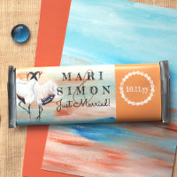 Sienna Beige Asian Crane Wedding Candy Bar Wrapper
