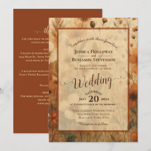 Sienna Boho Floral Calligraphy & QR Code Wedding Invitation