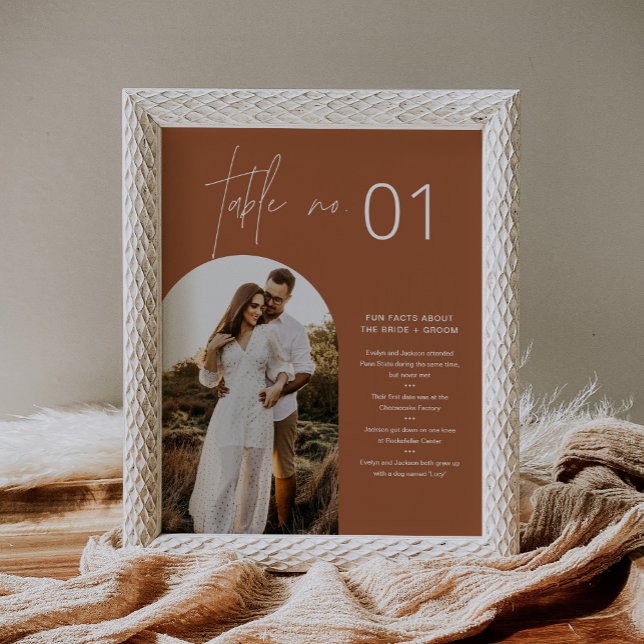 SIENNA Boho Photo Table Number with Fun Facts 8x10 Poster (Creator Uploaded)