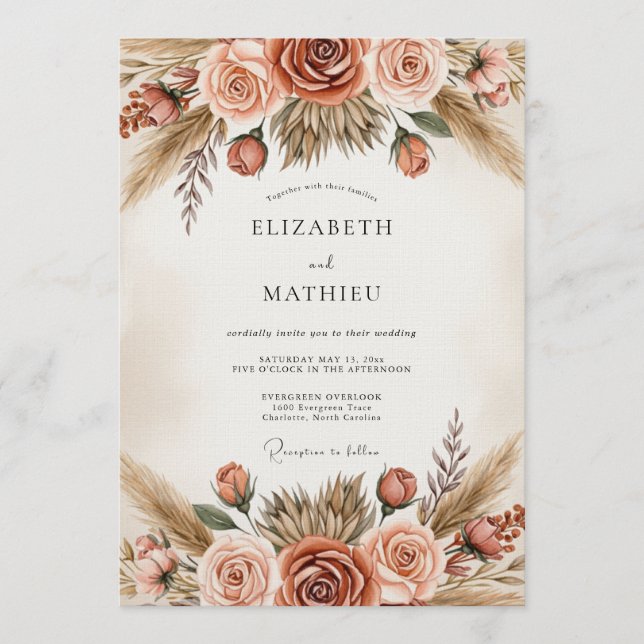 Sienna Botanical Romance Wedding Invitation (Front)
