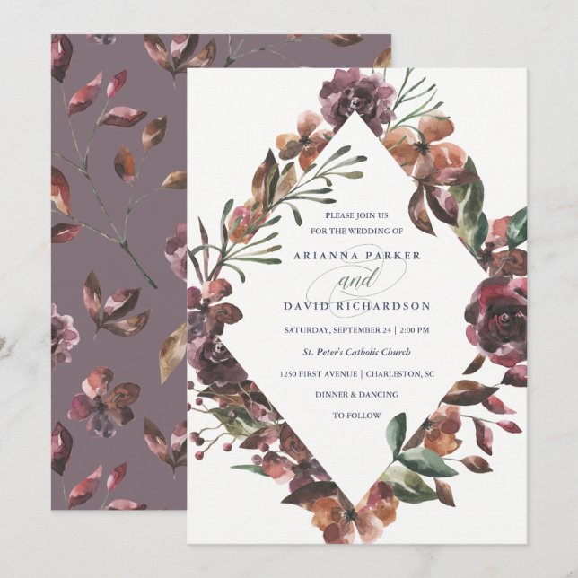 Sienna Botanical | Wedding Invitation (Front/Back)