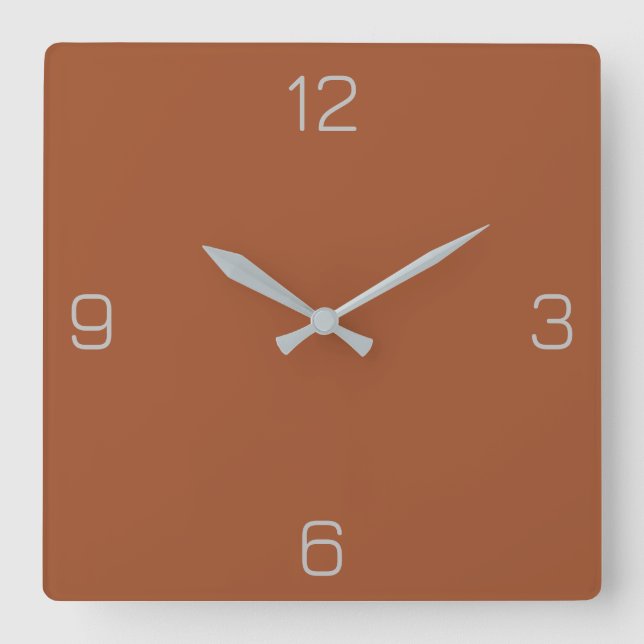 Sienna Brown A0522D Colour - Add a Name Option Square Wall Clock (Front)