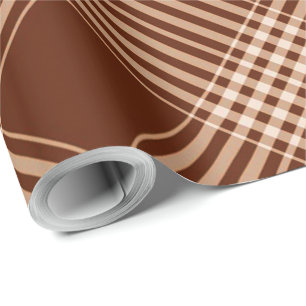 Sienna Brown And White Plaid Wrapping Paper