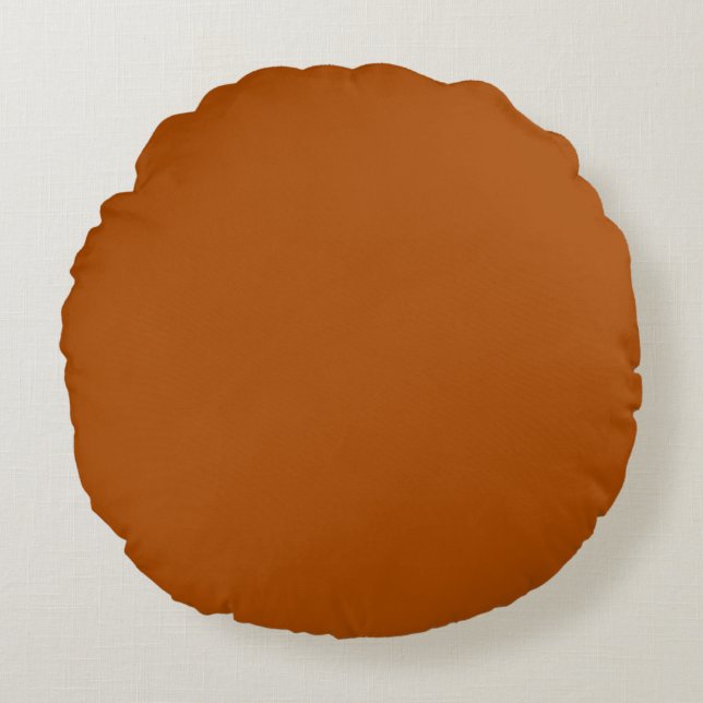 Sienna brown colour background ready to customise round cushion (Front)