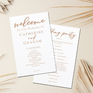 Sienna Brown Script Custom Fall Wedding Program