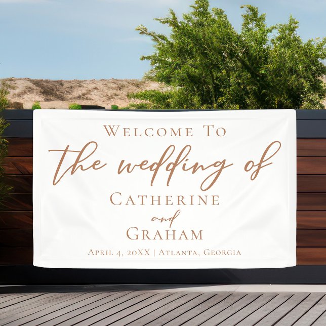 Sienna Brown Script Minimalist Custom Wedding Banner (Creator Uploaded)