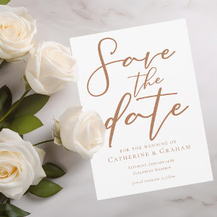 Sienna Brown Typography Minimalist Save The Date