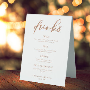 Sienna Brown Typography Simple Wedding Bar Menu