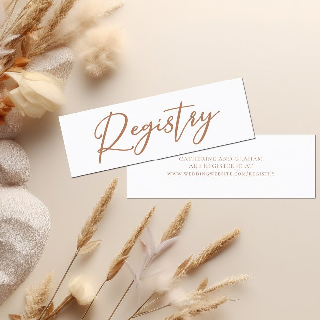 Sienna Brown Typography Simple Wedding Registry Mini Business Card (Creator Uploaded)