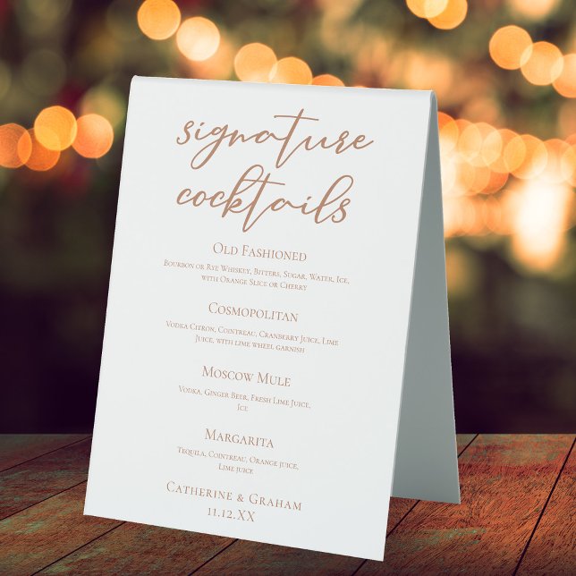Sienna Brown Wedding Signature Cocktails Menu (Creator Uploaded)
