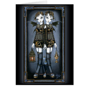 "Sienna & Celeste" Dragon Twin Fairies Art Card