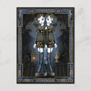 Sienna & Celeste Gothic Dragon Twins Fae Postcard