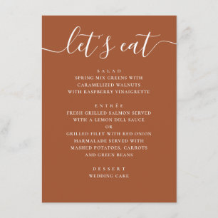 Sienna Fall Wedding   Terracotta Reception Dinner Menu