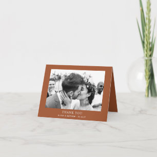 Sienna Fall Wedding Warm Terracotta Photo Folded Thank You Card