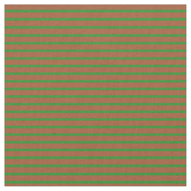 Sienna & Forest Green Lined/Striped Pattern Fabric (Close Up)