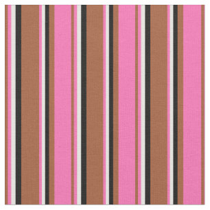 Sienna, Hot Pink, White, and Black Stripes Fabric