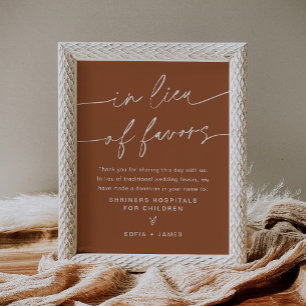 SIENNA In Lieu Of Favours Sign - Terracotta Weddin
