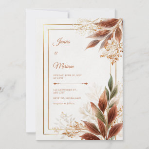 Sienna Leaf Sage Botanical Wedding Invitation