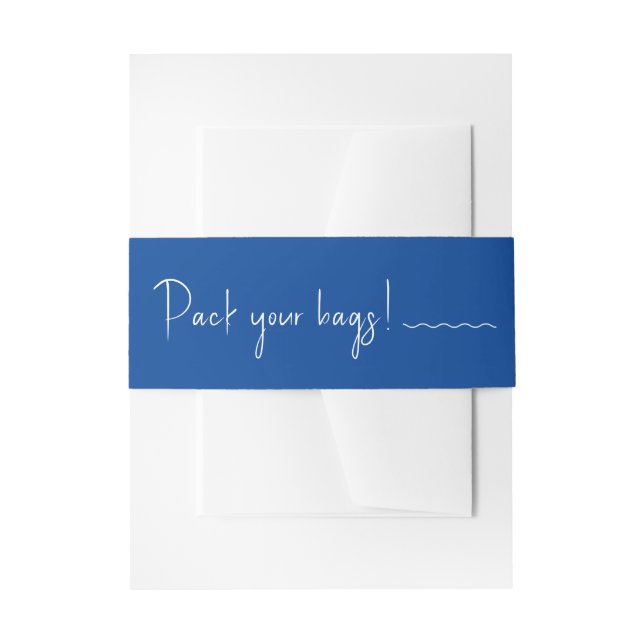 SIENNA Modern Blue Destination Belly Band Invitation Belly Band (Front Example)