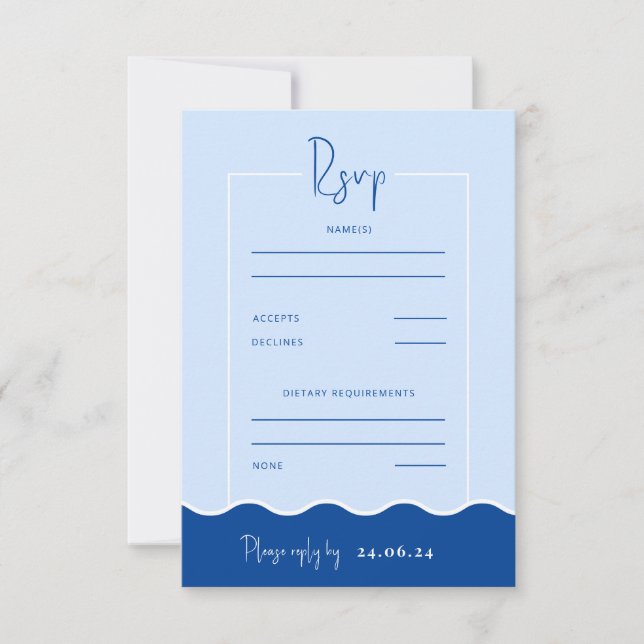 SIENNA Modern Blue Destination RSVP Response Card (Front)