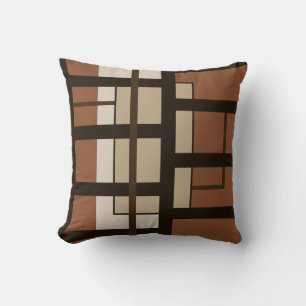 Sienna Orange Tan & Brown Modern Colour Block Cushion