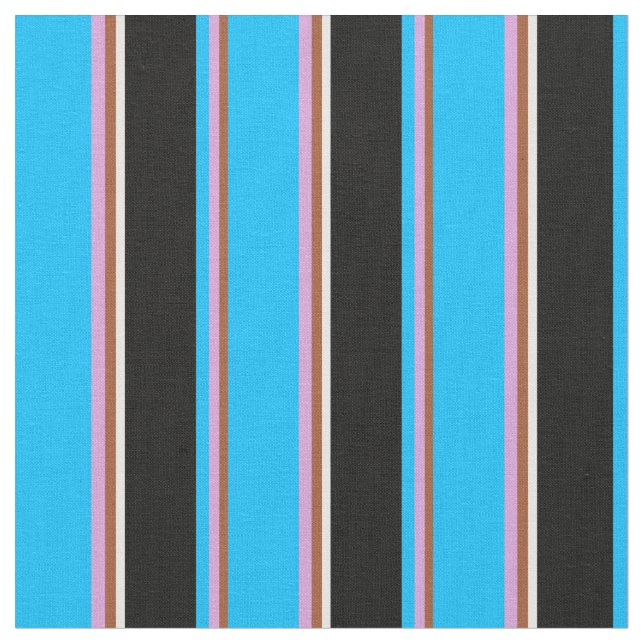 Sienna, Plum, Deep Sky Blue, Black & White Coloure Fabric (Close Up)