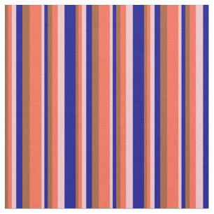 Sienna, Red, Pink, and Dark Blue Coloured Lines Fabric