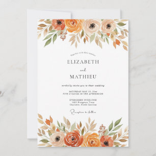 Sienna Rustic Botanical Autumn Wedding Invitation