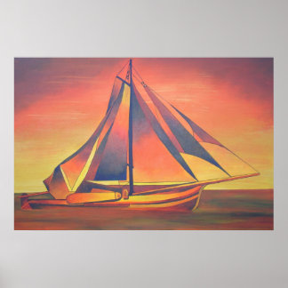 Sienna Sails at Sunset Poster