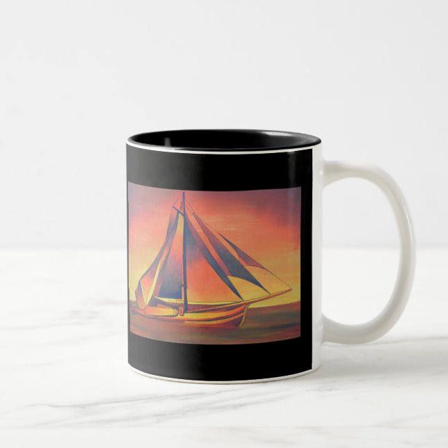 Sienna Sails at Sunset Two-Tone Coffee Mug (Right)