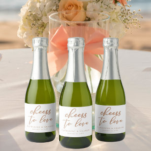 Sienna Script Wedding Cheers to Love Custom Mini Sparkling Wine Label