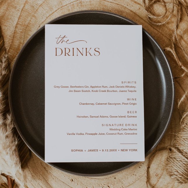 SIENNA Wedding Drink Menu 5x7 Card (Creator Uploaded)