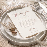 Sienna Wedding Reception Table Thank You<br><div class="desc">Desert Sienna,  Wedding reception thank you table card. Template provides multiple lines for your custom thank you message. Features,  burnt sienna colour typography on sandy beige background with matching sienna colour backing.</div>