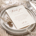 Sienna Wedding Reception Table Thank You Card<br><div class="desc">Desert Sienna,  Wedding reception thank you table card. Template provides multiple lines for your custom thank you message. Features,  burnt sienna colour typography on sandy beige background with matching sienna colour backing.</div>