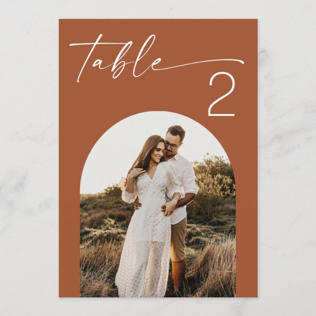 Sienna Wedding | Terracotta Photo Table Number (Front)