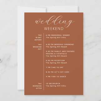 Sienna Wedding Timeline | Fall Weekend Schedule Invitation