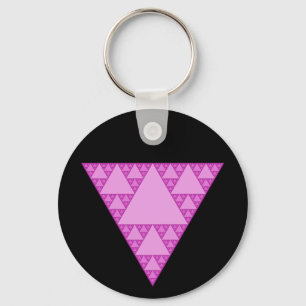 Sierpinski Triangle as a Pink Triangle LGBTQ+ Key Ring