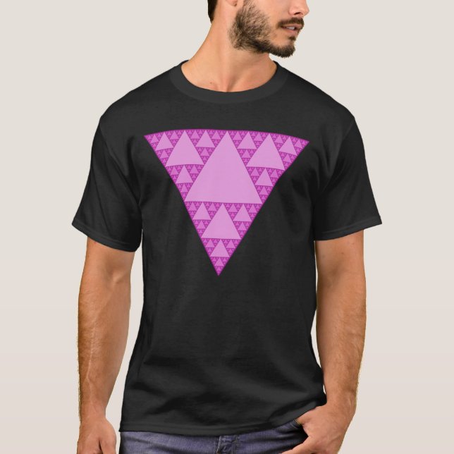 Sierpinski Triangle as a Pink Triangle LGBTQ+ T-Shirt (Front)
