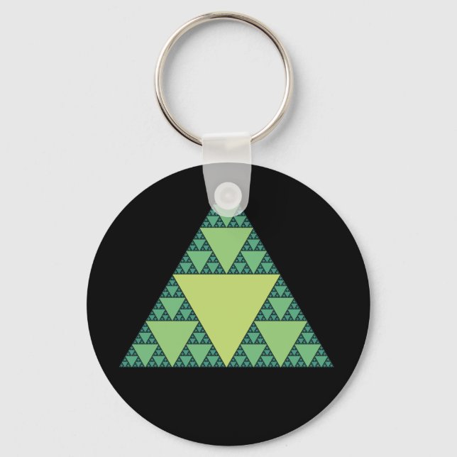 Sierpinski Triangle in shades of Green Key Ring (Front)