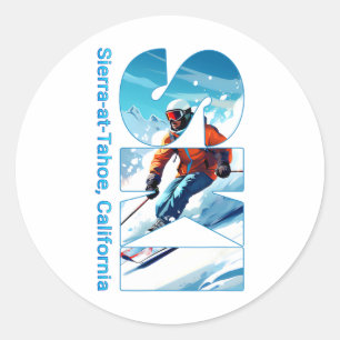 Sierra-at-tahoe Cool Skiing Vacation Ski Outdoor S Classic Round Sticker