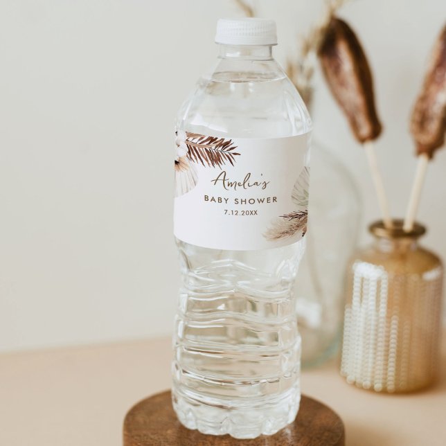 SIERRA Bohemian Baby Shower  Water Bottle Label (Creator Uploaded)