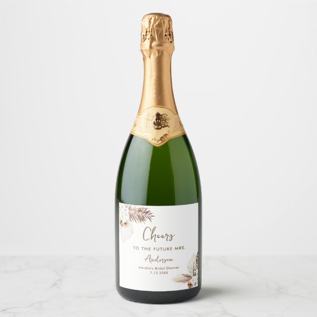 SIERRA Bohemian Bridal Shower Mini  Sparkling Wine Label (Front)