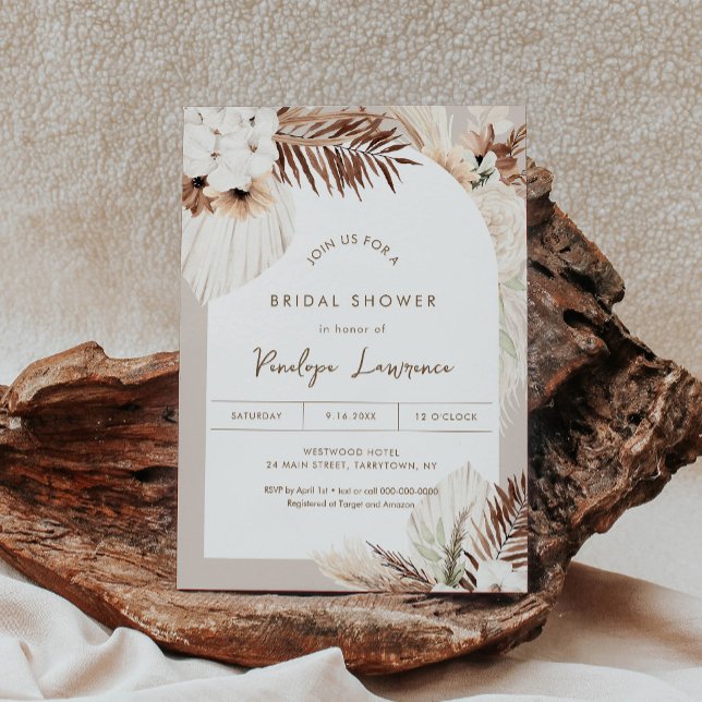 SIERRA Bohemian Dried Foliage Palm Bridal Shower Invitation (Creator Uploaded)